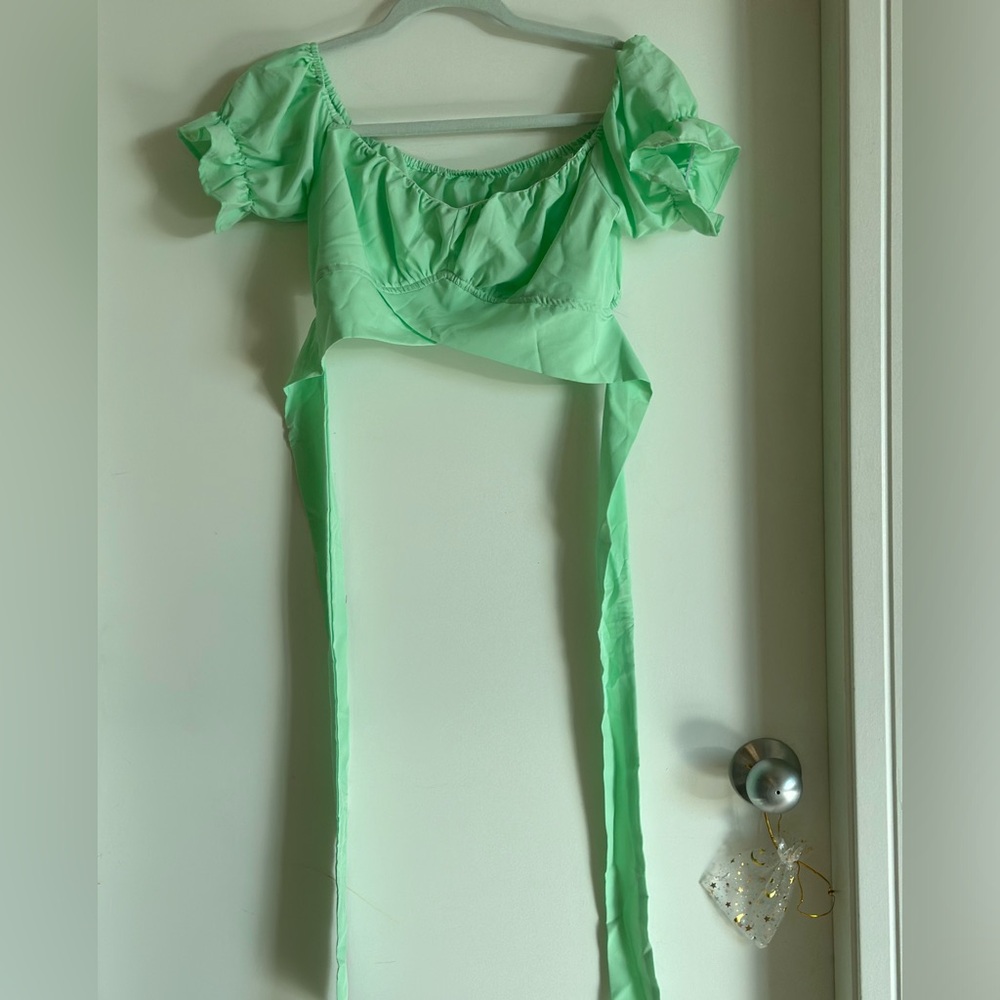 MINT GREEN wrap crop top